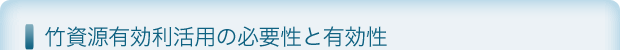 竹資源有効利活用の必要性と有効性